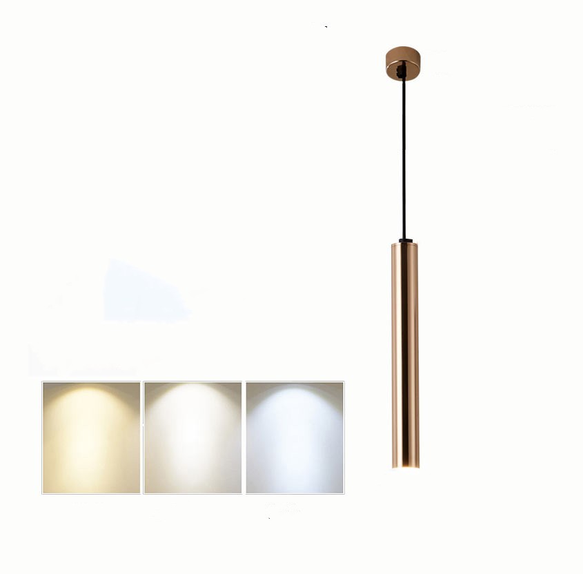 French Gold Cylindrical Pendant Light