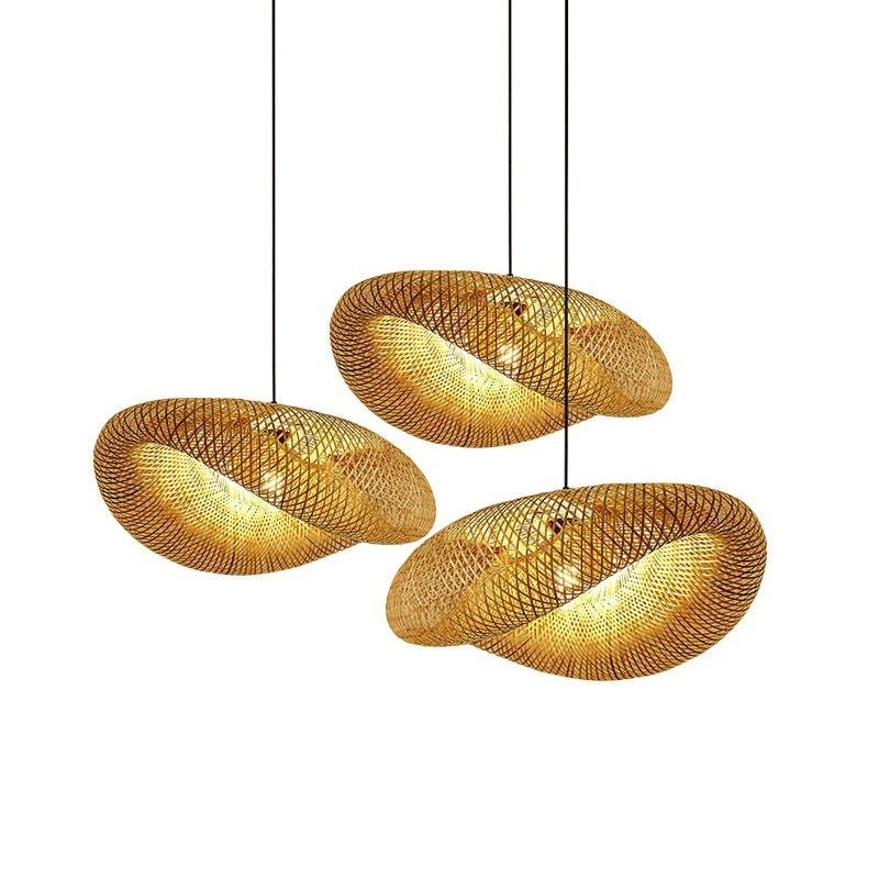 Modern Woven Pendant Light with Crystal Accents