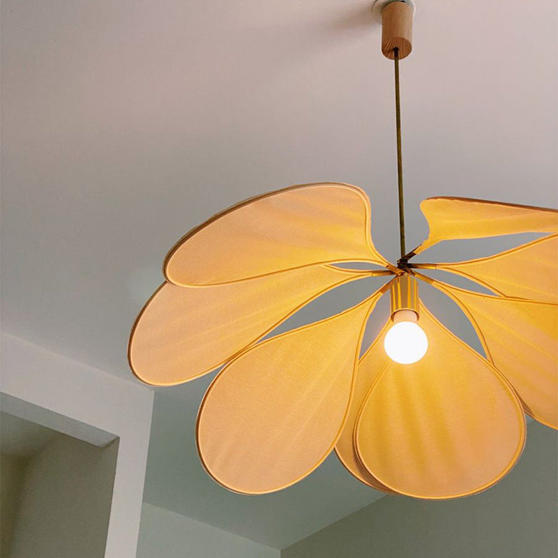 Bohemian Fabric & Wood Pendant Light