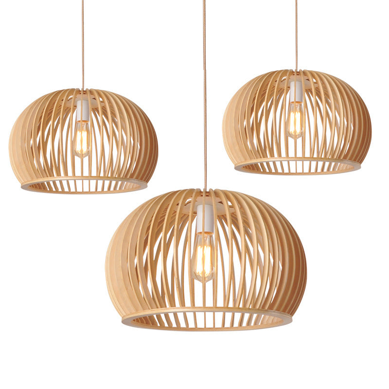 Nordic Wood Half Round Pendant Light - Modern Minimalist
