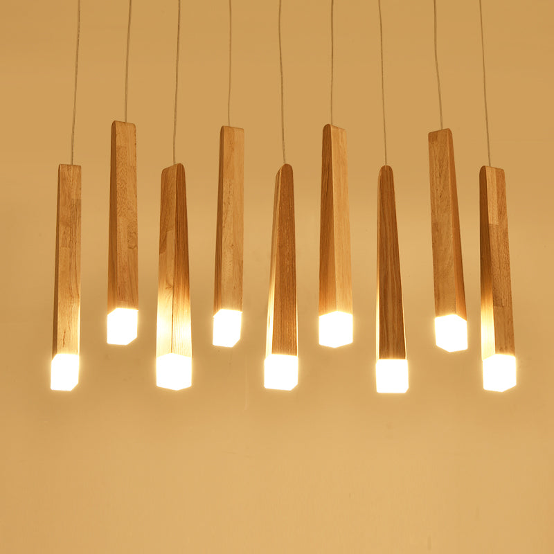 Lámpara colgante de listones de madera nórdica, estilo posmoderno