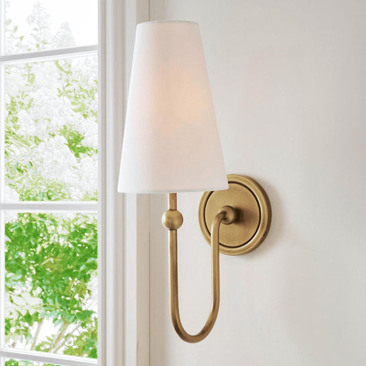 French Medieval Copper Alloy Fabric Bedside Wall Lamp