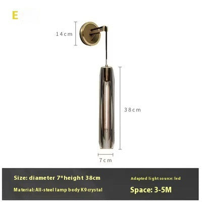 Crystal Copper Wall Pendant Light Modern Aisle