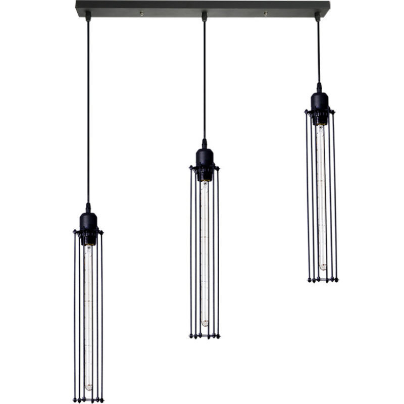 Lámpara de araña de estilo retro industrial, creativa, personalizada, para tienda de ropa, bar, restaurante, lámpara de techo de tres focos tipo flauta