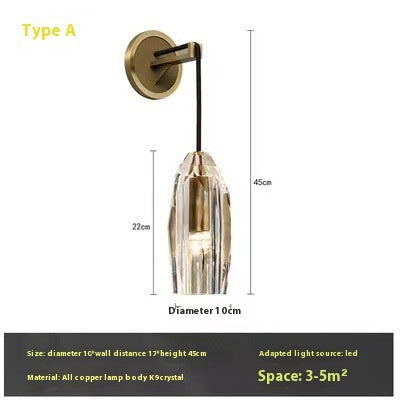 Crystal Copper Wall Pendant Light Modern Aisle