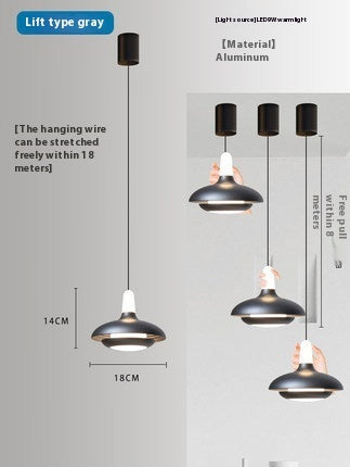 Lámpara colgante de techo nórdica ajustable con LED, diseño minimalista