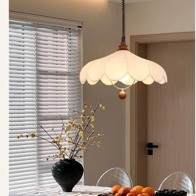 French Retro Cream Retractable Ceiling Chandelier