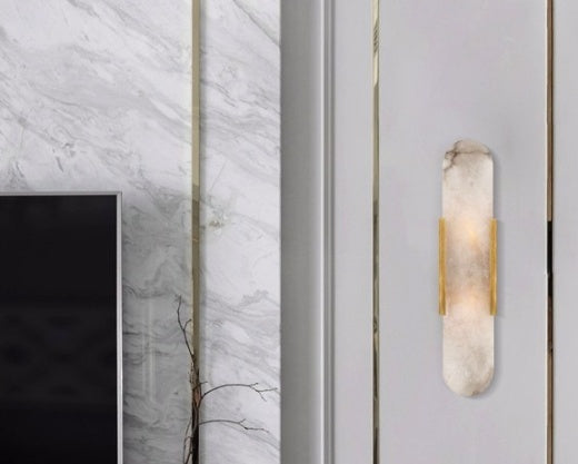 Aplique de pared de mármol natural de lujo ligero para el dormitorio en un estilo moderno