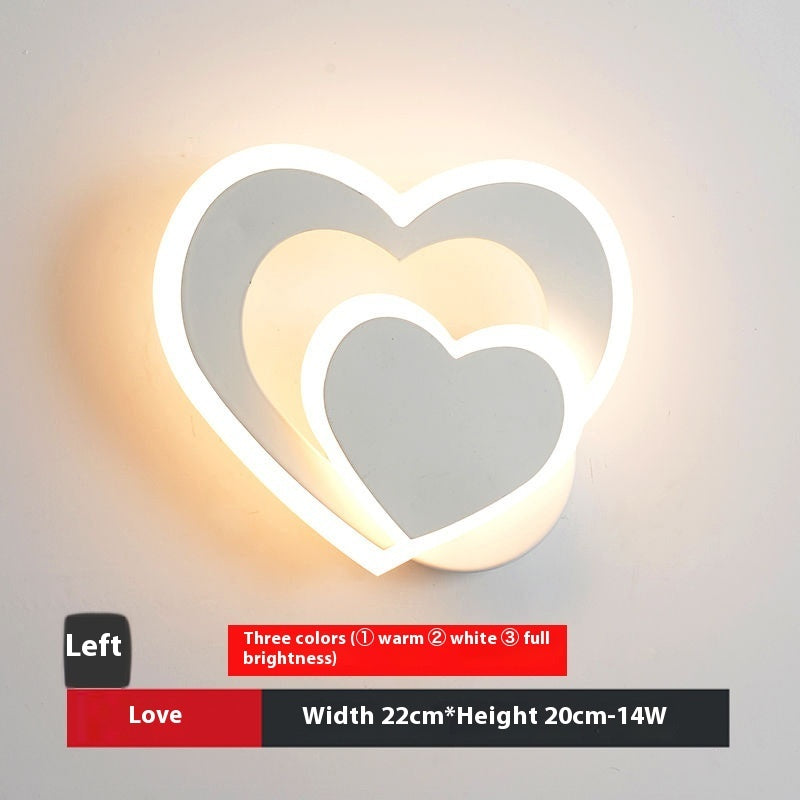LED Heart-shaped Wall Lamp - Bedroom Living Room Light