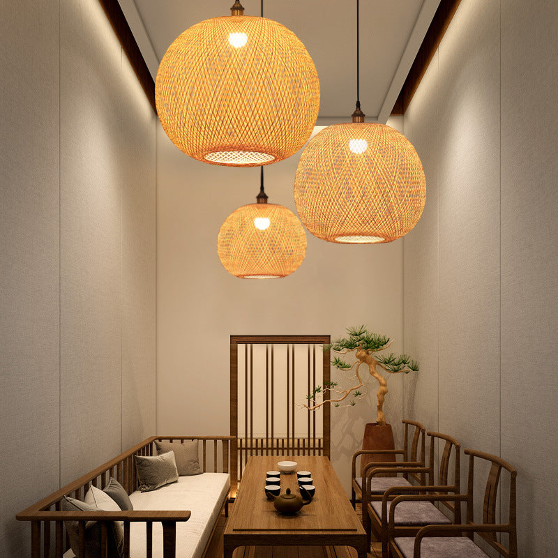Lámpara de araña pastoral Zen, lámpara colgante minimalista para salón de té