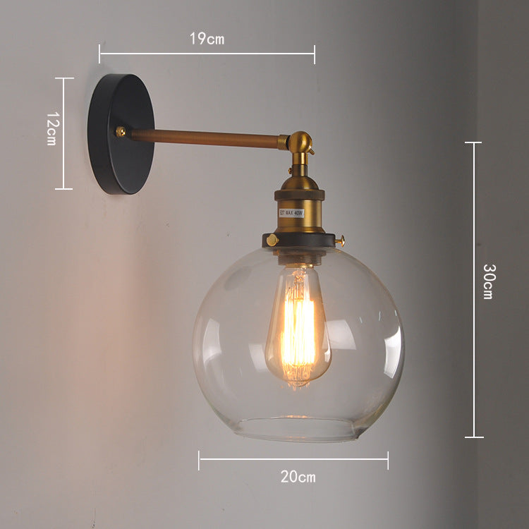 Retro Glass Ball Wall Lamp - Round Amber Light