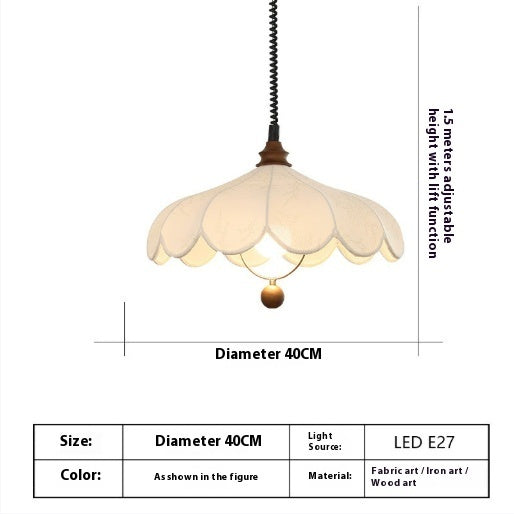 French Retro Cream Retractable Ceiling Chandelier