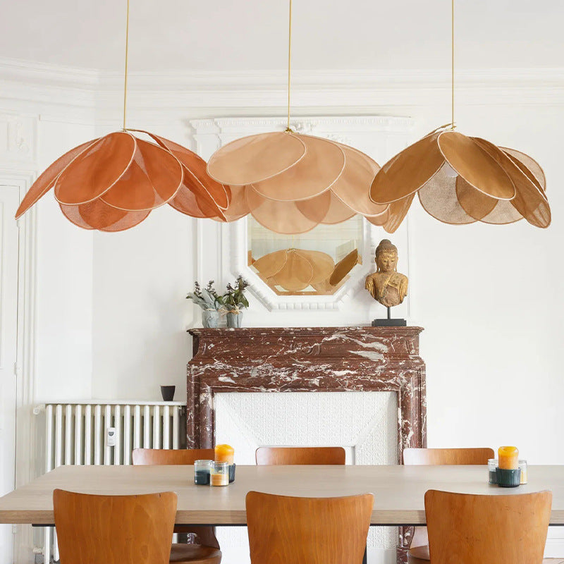 Bohemian Fabric & Wood Pendant Light