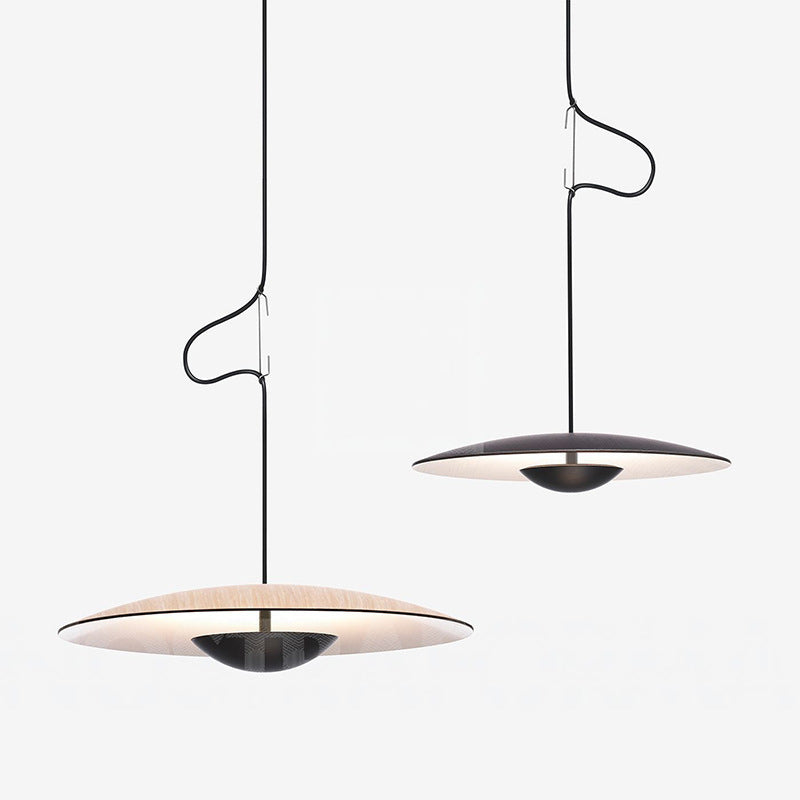Lámpara Colgante Nórdica OVNI - Diseño Madera/Negro