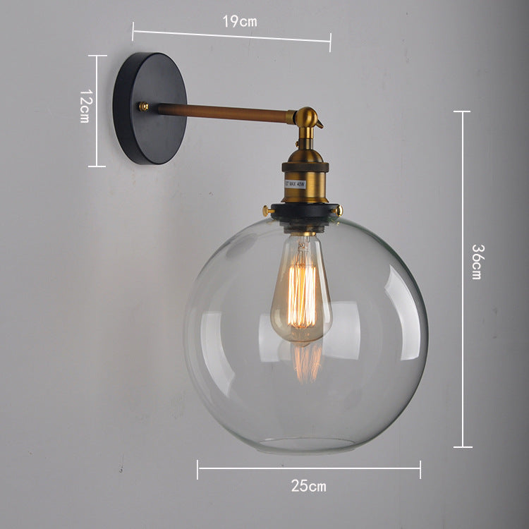 Retro Glass Ball Wall Lamp - Round Amber Light