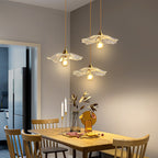 Japanese Glass Pendant Ceiling Light with Copper Accents