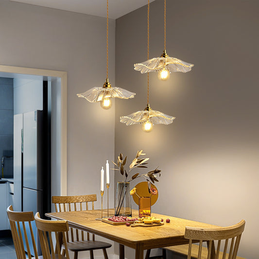 Japanese Glass Pendant Ceiling Light with Copper Accents