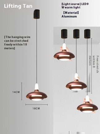 Lámpara colgante de techo nórdica ajustable con LED, diseño minimalista