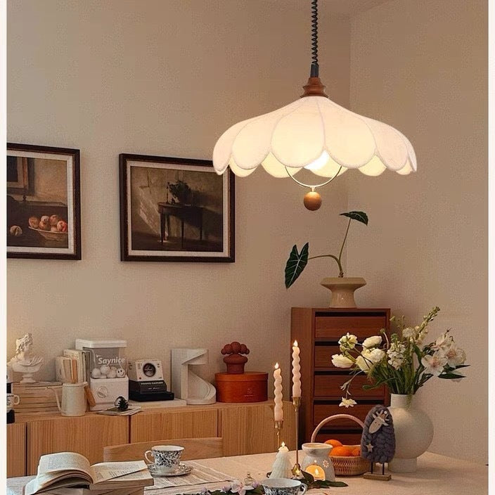 French Retro Cream Retractable Ceiling Chandelier