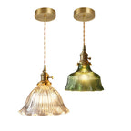 Japanese Retro Brass Glass Pendant Light
