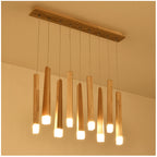 Lámpara colgante de listones de madera nórdica, estilo posmoderno