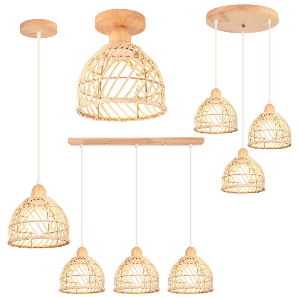 Bohemian Rattan Pendant Light for Kitchen & Dining