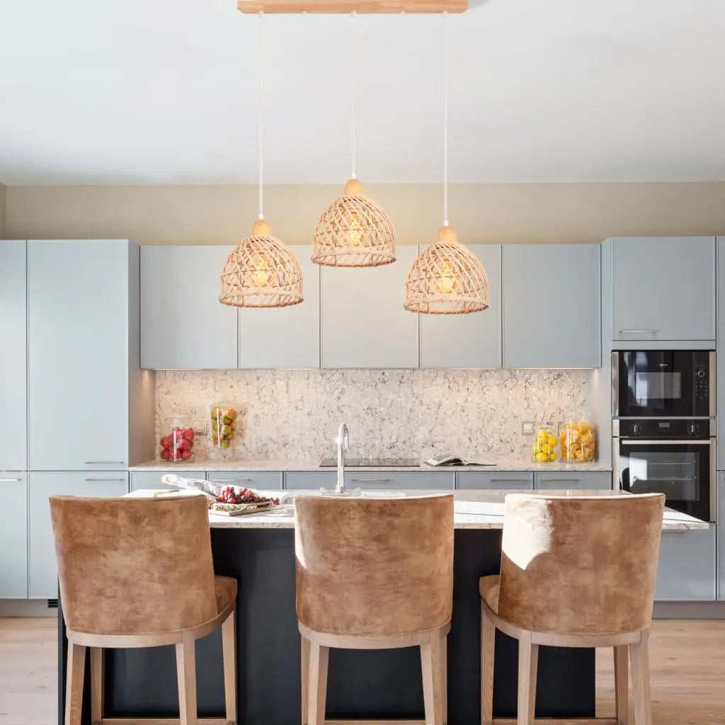 Bohemian Rattan Pendant Light for Kitchen & Dining