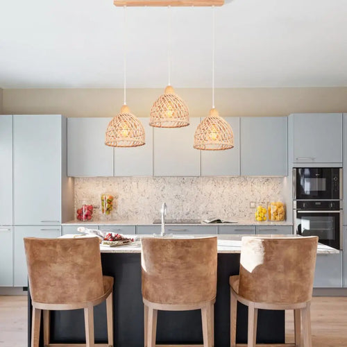 Bohemian Rattan Pendant Light for Kitchen & Dining