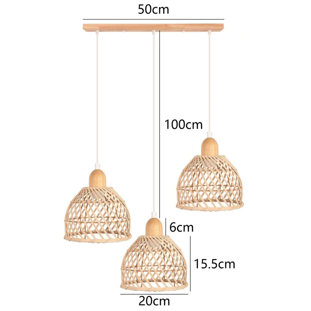 Lámpara Colgante Bohemio de Ratán para Cocina y Comedor