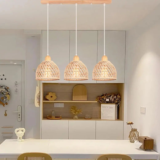 Bohemian Rattan Pendant Light for Kitchen & Dining