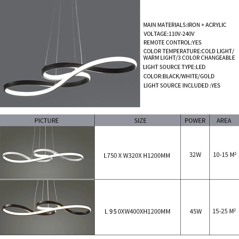Contemporary Aluminum Pendant Light for Dining Room