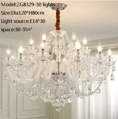 Lámpara de araña de cristal europea para salón, ambiente, lámpara de techo moderna, minimalista, para dormitorio, comedor, hogar, luz de villa, candelabro.