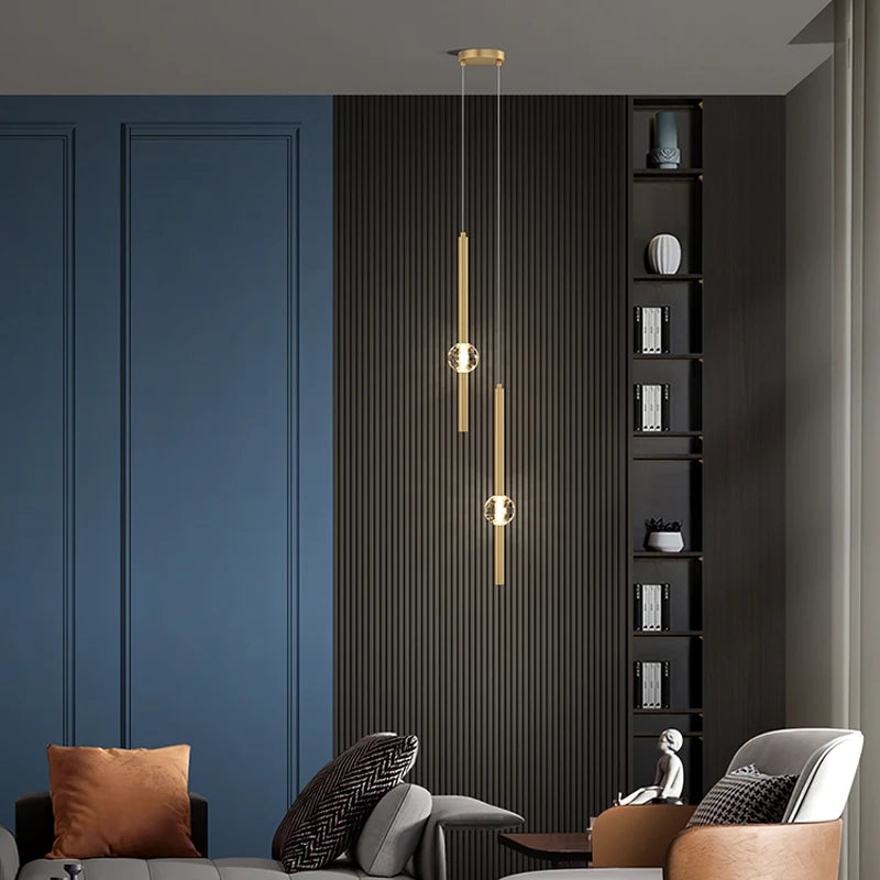 Nordic Brass Pendant Light with Glass Orbs