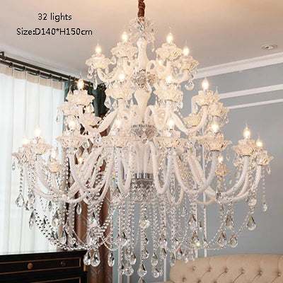 Lámpara de araña de cristal europea para salón, ambiente, lámpara de techo moderna, minimalista, para dormitorio, comedor, hogar, luz de villa, candelabro.