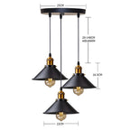 Retro Industrial Black Cone Pendant Light with Brass Fitting for Kitchen