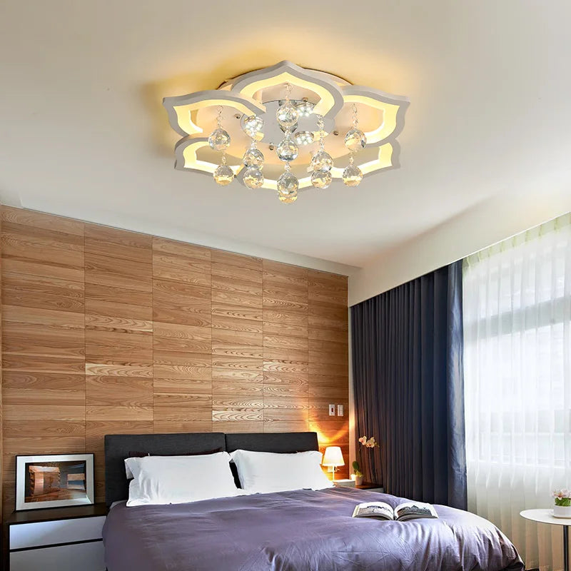 Modern Iron Crystal Chandelier Ceiling Light