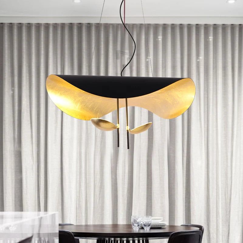 Industrial Retro Gold Pendant Light with Brass Accents