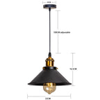 Retro Industrial Black Cone Pendant Light with Brass Fitting for Kitchen
