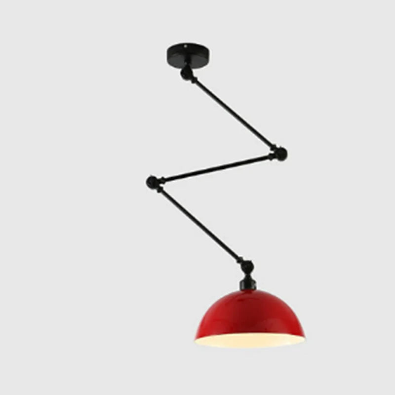 Lámpara colgante industrial de hierro ajustable con brazo telescópico