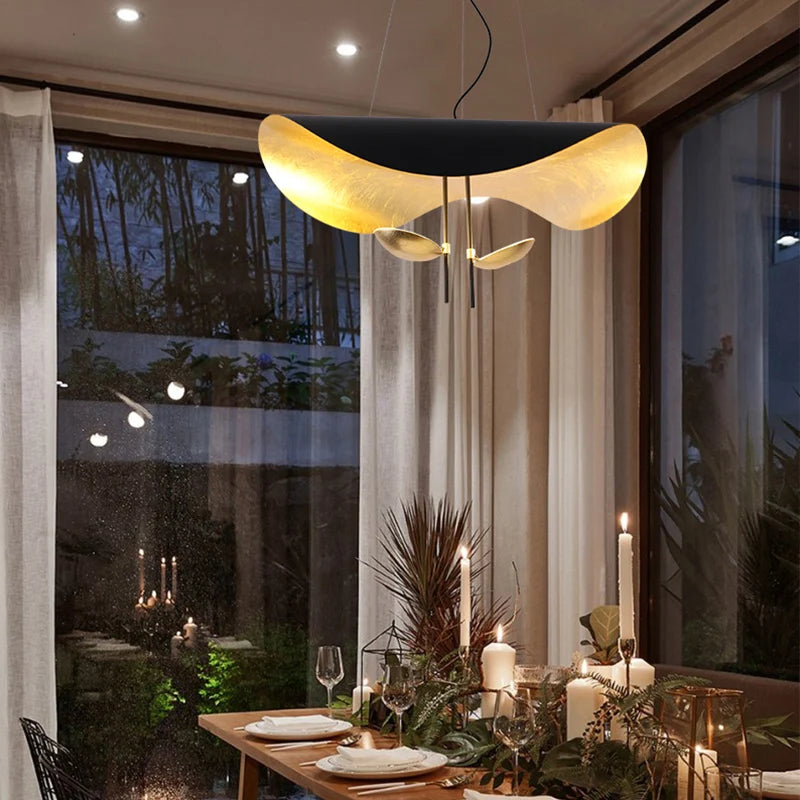 Industrial Retro Gold Pendant Light with Brass Accents