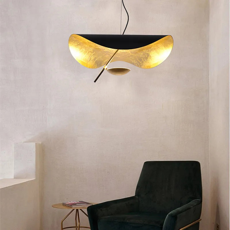 Industrial Retro Gold Pendant Light with Brass Accents