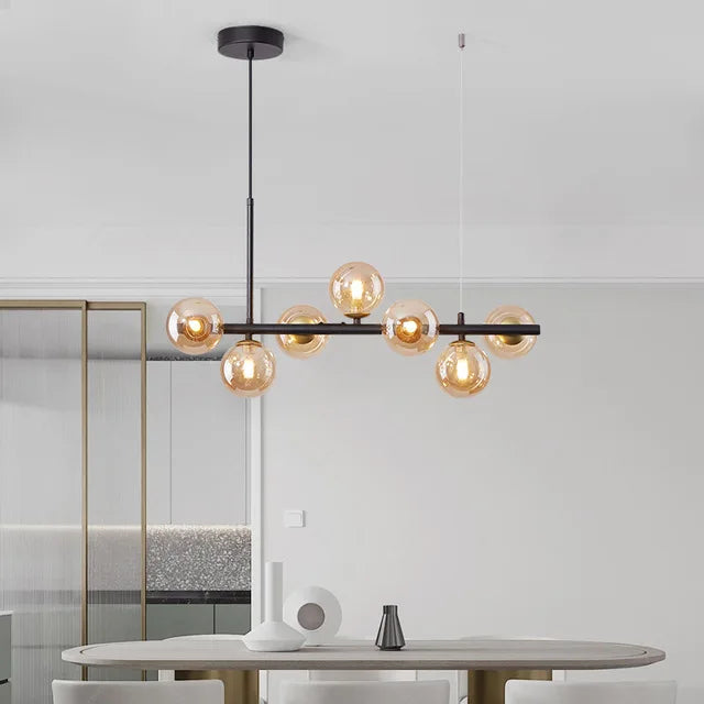 Nordic LED Glass Ball Pendant Light - 11 Head Gold Iron