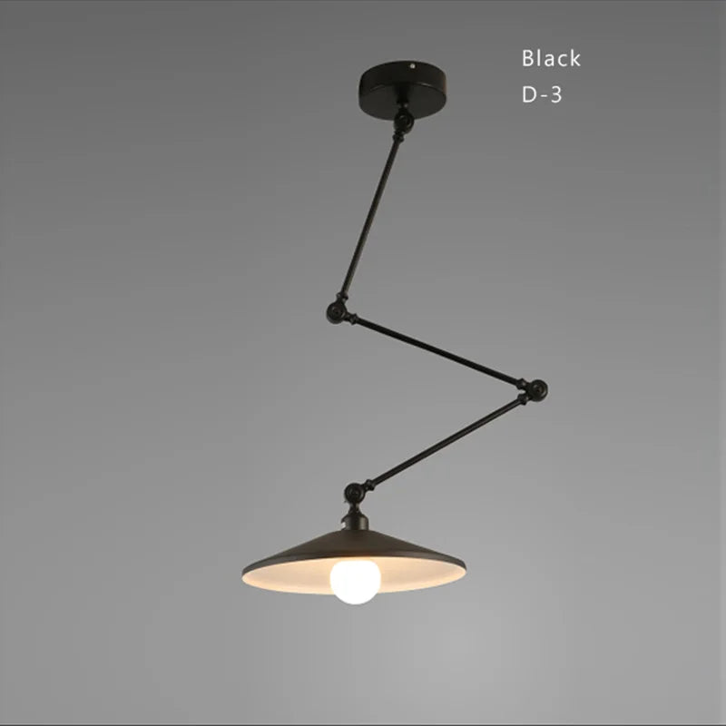 Industrial Iron Adjustable Pendant Lamp with Telescopic Arm