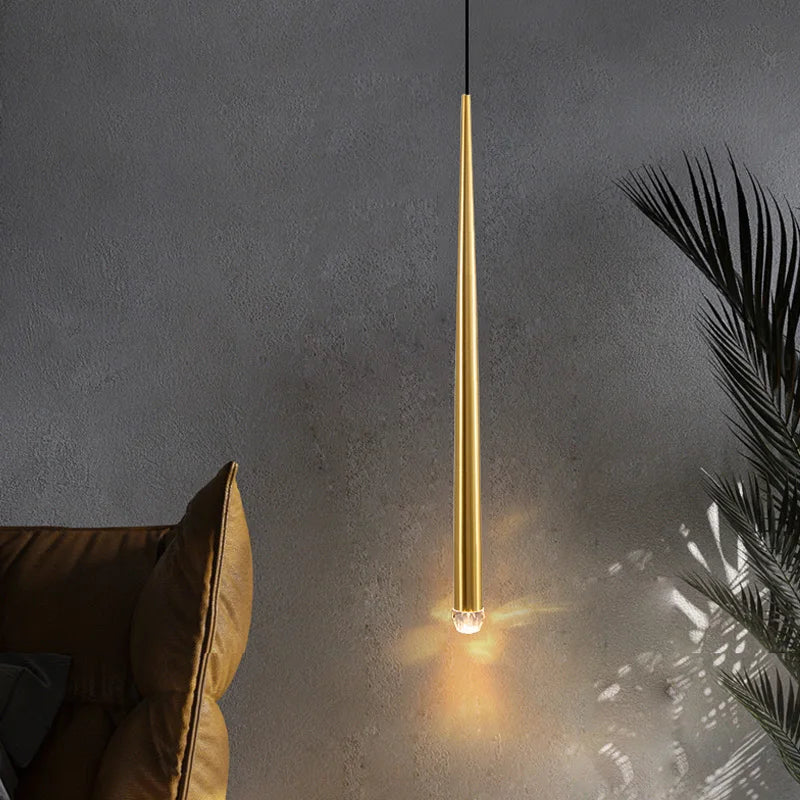 Minimalist Gold Taper Tube Pendant Light for Kitchen Island and Bedside