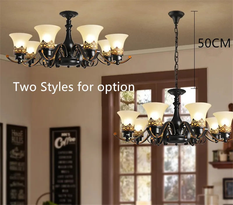 Lámpara colgante de loft vintage, bombilla led, lámpara de hierro forjado, cubierta de vidrio, accesorio de iluminación, lámparas colgantes para mesa de comedor