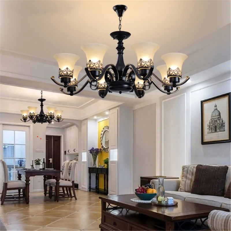 Lámpara colgante de loft vintage, bombilla led, lámpara de hierro forjado, cubierta de vidrio, accesorio de iluminación, lámparas colgantes para mesa de comedor