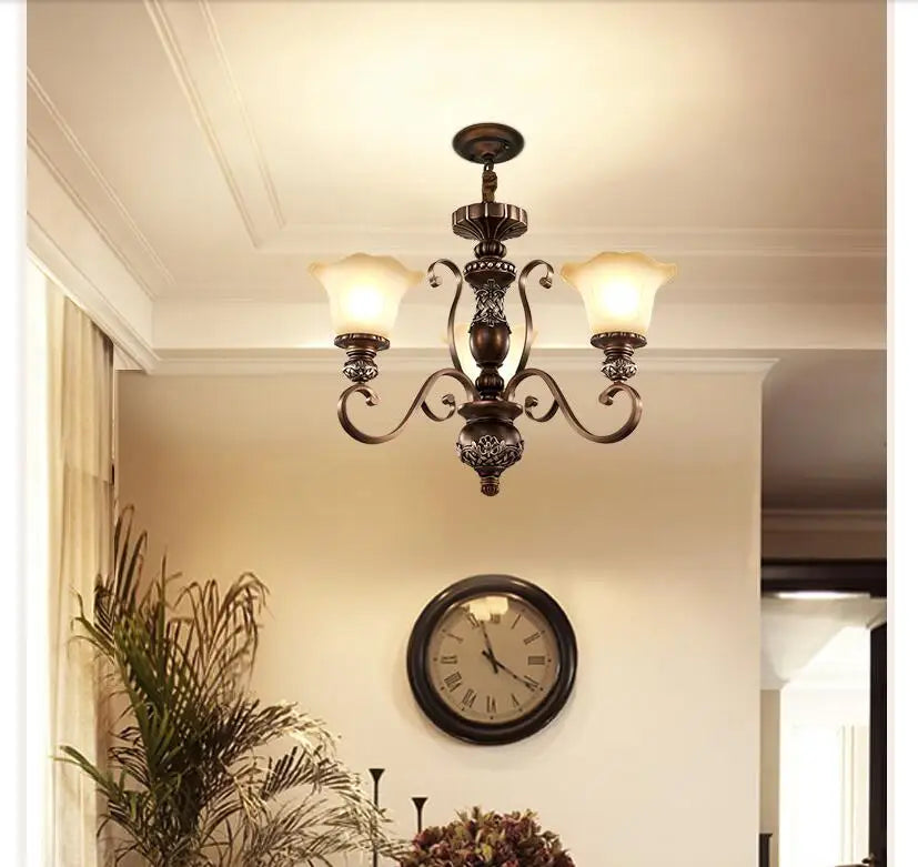 Iluminación moderna nórdica de araña para sala de estar, comedor, dormitorio, villa, D80cm H53cm, lámpara colgante de metal marrón, decoración del hogar