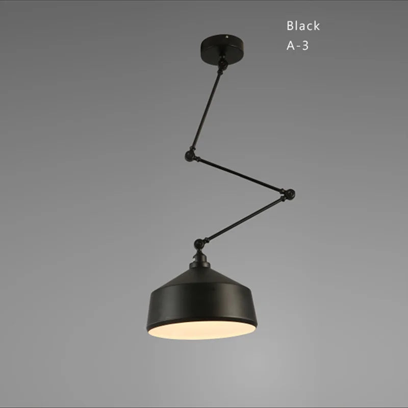 Industrial Iron Adjustable Pendant Lamp with Telescopic Arm