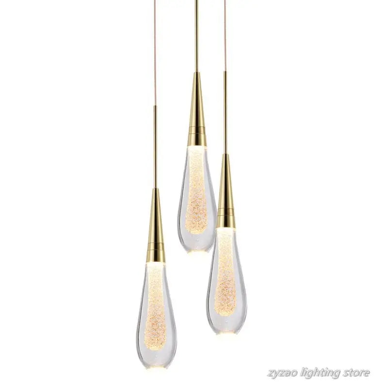 Nordic Glass Pendant Light with Gold Bronze Finish