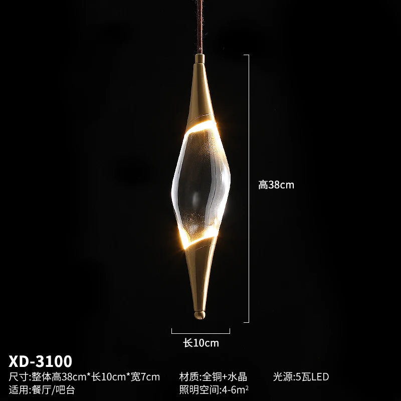 Nordic Glass Pendant Light Water Drop Design